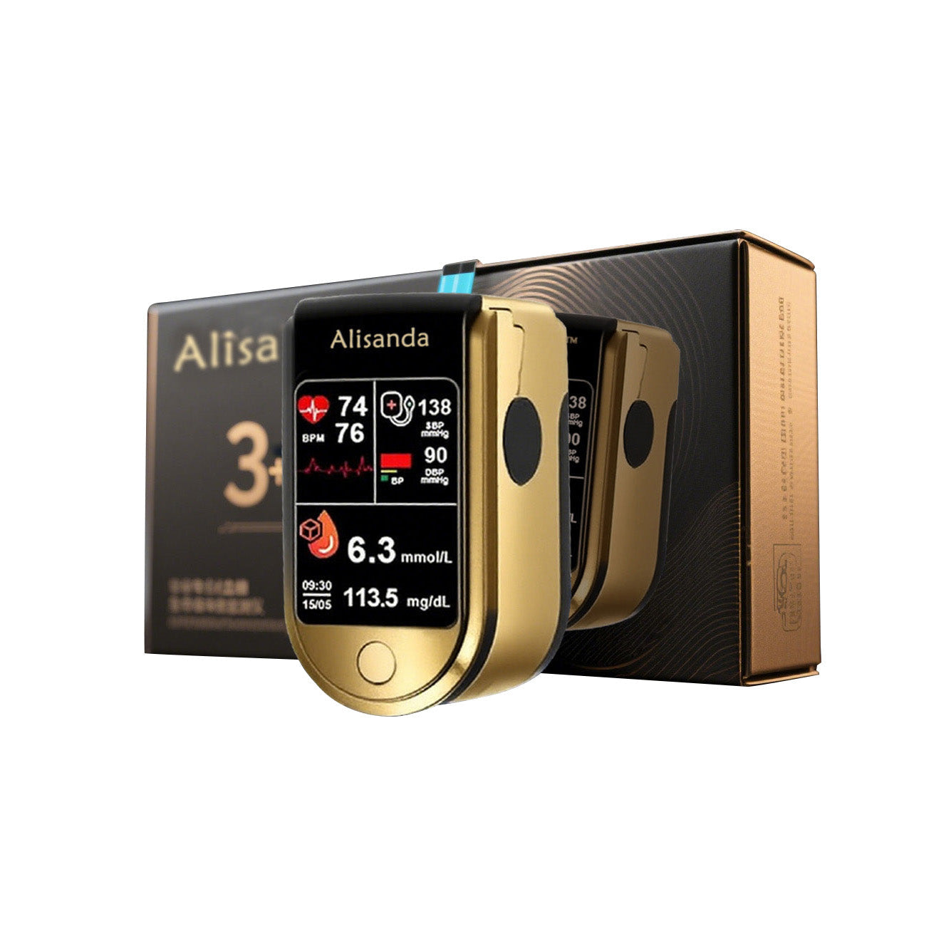 3 v 1 monitor zdraví Bezbolestné testování – extrémně rychlé měření – přesné sledování ✅ Hladina cukru v krvi ✅ Srdeční frekvence ✅ Kyslík v krvi Vše v jednom!