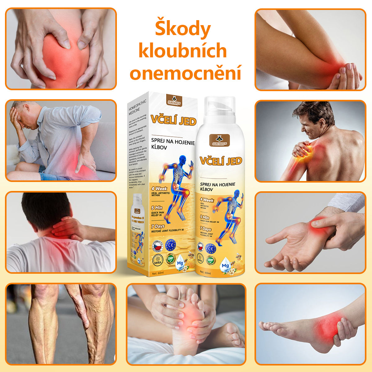 🔥💫Ourlyard™ Hořčíkový olej a včelí jed na hojení kloubů ve spreji👨‍⚕️Cure bolesti kloubů za pouhé 4 týdny, bez zpětného efektu