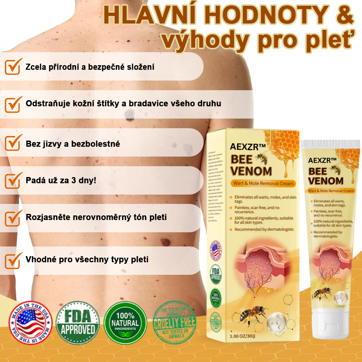 🌱🌠✨AEXZR™ Krém proti bradavicím a krtkům se včelím jedem