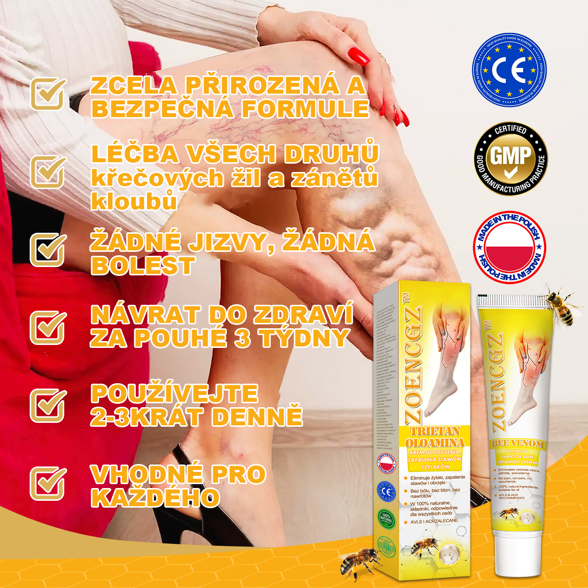 🏆🌈[✨Oficiální značkový obchod✨]Zoencgz™ Krém na léčbu artritidy a křečových žil se včelím jedem（AVLS & ACR DOPORUČUJE）