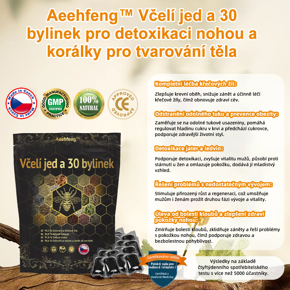 🔥💫 Poslední den na získání slevy 70 %: Aeehfeng®  Včelí jed a 30 bylinek pro detoxikaci nohou a korálky pro tvarování těla  - ✨Doporučeno Evropskou lymfatickou asociací (ELF) ✨🧀